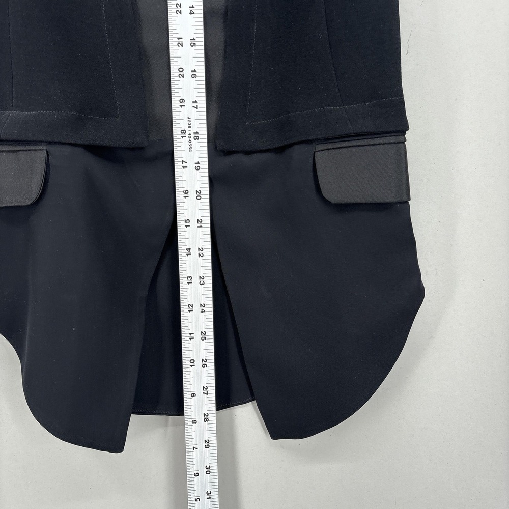 Haute Hippie Blouse Womens 2 Black Sleeveless Tuxedo Vest High Low Tail Hem - Picture 11 of 13